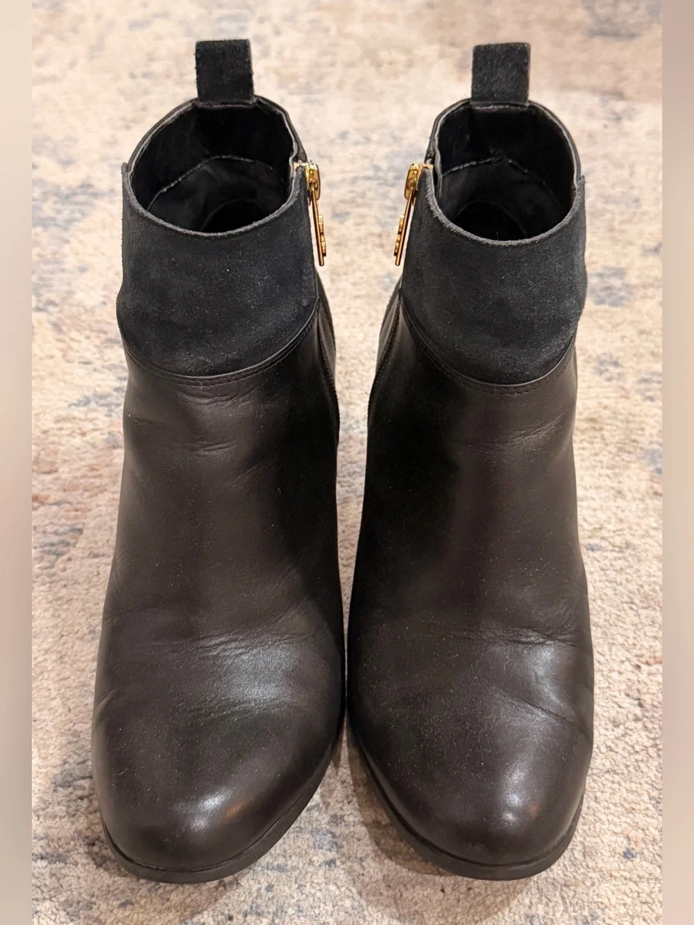 Cole Haan Women's Black Leather Block Heel Ankle Boots